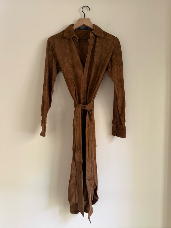 Polo Ralph Lauren Dresses & Skirts - Polo Ralph Lauren 100% Goat Suede Belted Shirt Dress Size 4